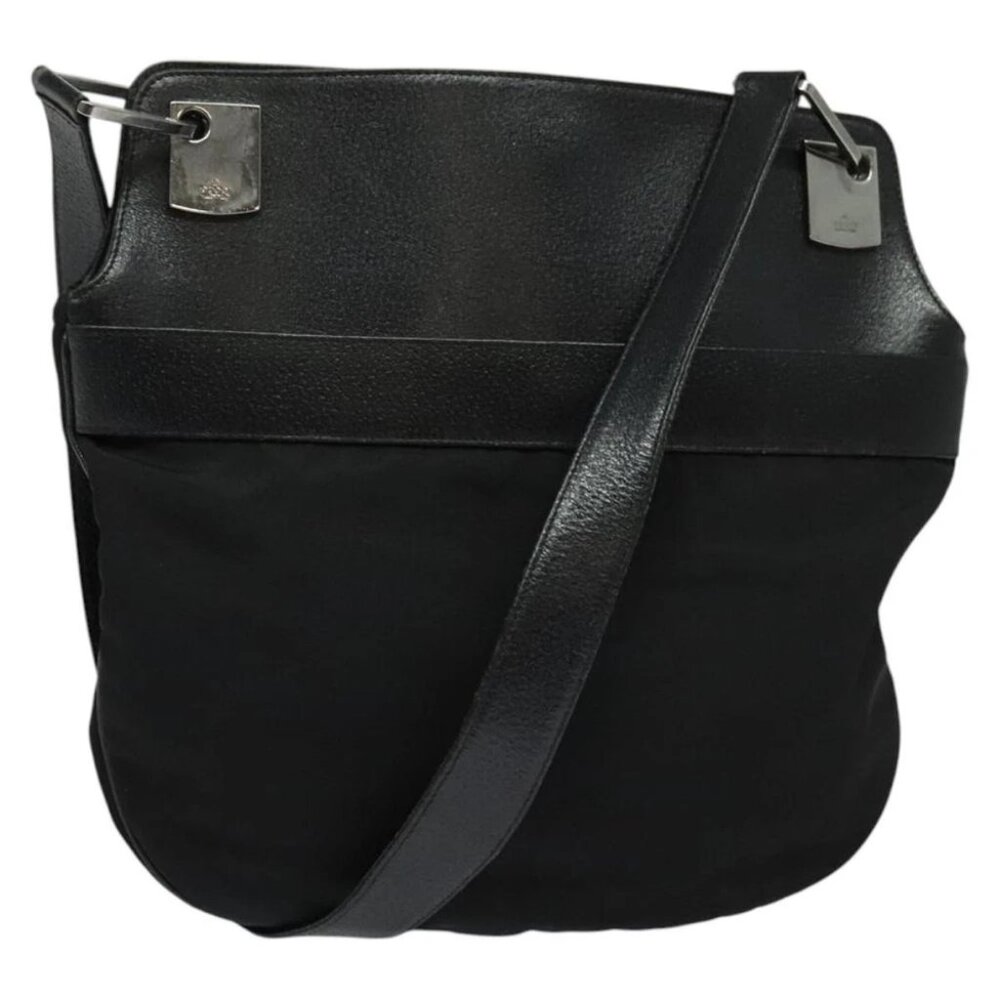 GUCCI Shoulder Bag Nylon Leather Black Silver 001 3307 Auth bs27066